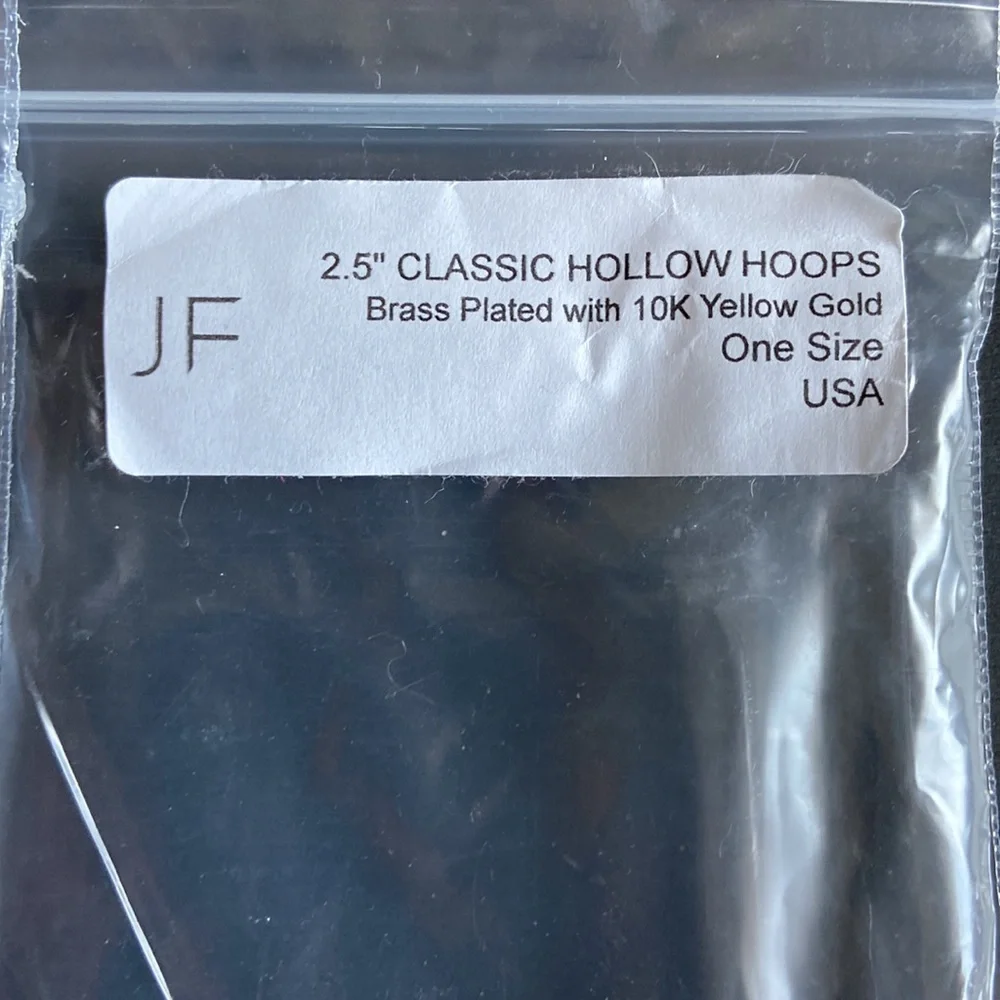 NWT  2.5” Jennifer Fisher classic hollow hoops brass plated 10k gold - Picture 3 of 5